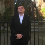 Ex-Pentonville inmate Daniel Brown standing outside St. Matthew's Church, Westminster. He described drug use, smashed windows, graffiti, cockroaches and no running water as normal in the prison