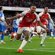 Gabriel Jesus celebrates scoring for Arsenal against Brighton