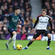 Gabriel Martinelli on the ball for Arsenal at Fulham