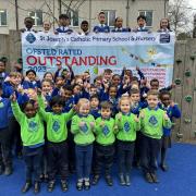 Pupils at St Joseph’s Catholic Primary School in Highgate celebrate an 'outstanding' Ofsted inspection