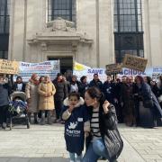 Parents protested against plans to close Montem Primary School outside Islington Town Hall in February (Image: Alex Marsh)