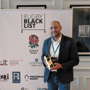 Saracen's head coach Joe Shaw picked up a trophy at the Rugby Black List Awards  Image: Rugby Black List