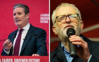 Jeremy Corbyn (right) hit out at Keir Starmer's decision to ban him from running as a Labour candidate at the next election