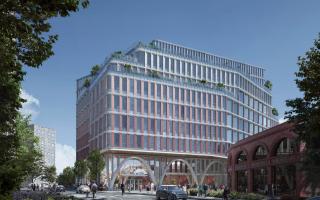 The eight-storey block in York Way, near King's Cross station, would create new office and laboratory space in Islington